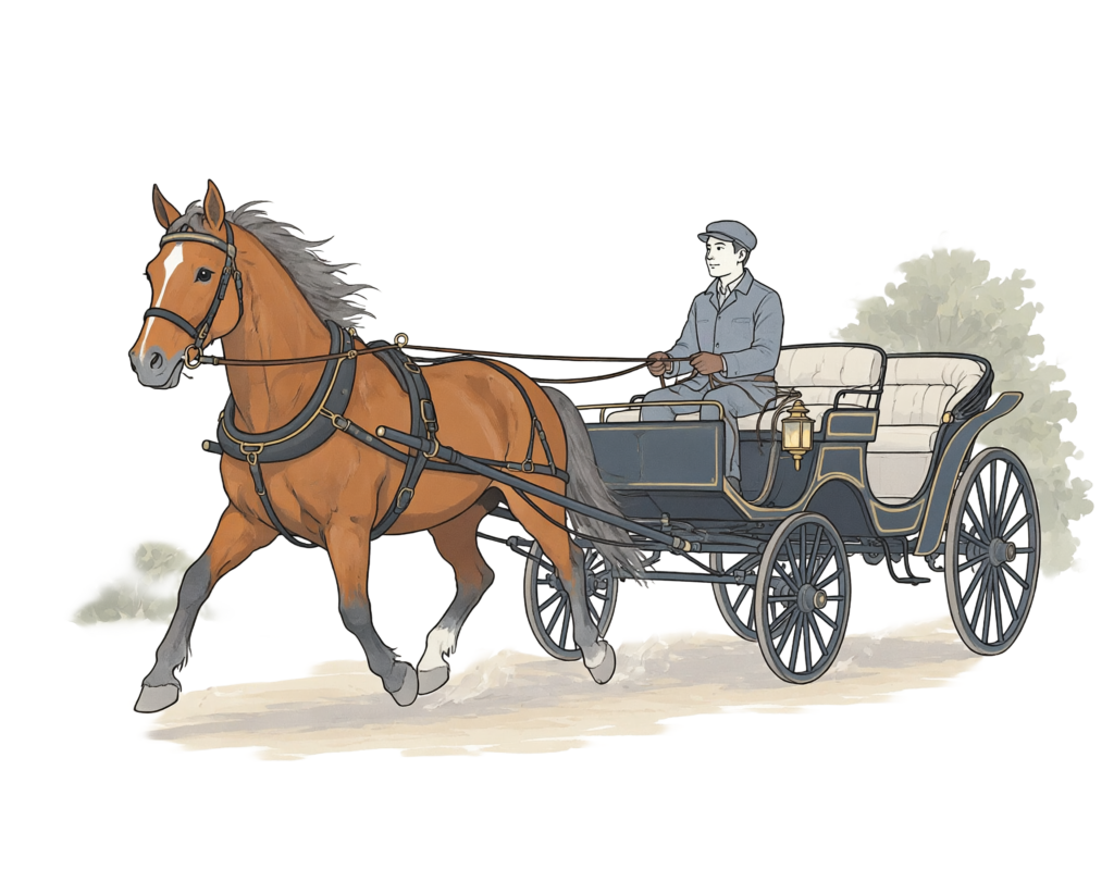 馬車の手綱をとる御者のイラスト
